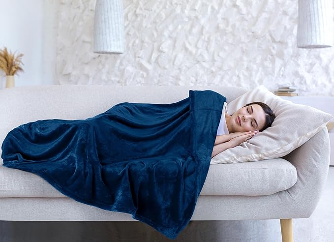 Utopia Bedding Navy 300GSM Fleece Blanket (King Size - 90x84 Inch) Luxury Soft Bed Blanket (Bulk Pack of 9)