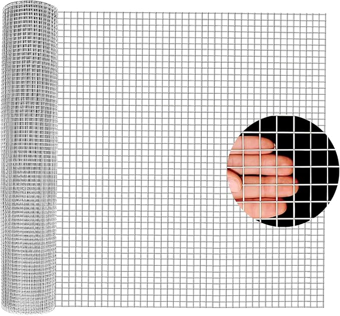 Hardware Cloth 1/2 inch - 36in x 100ft 19GA Heavy Duty Galvanized Chicken Wire Mesh Roll, Hot-Dipped After Welding for Chicken Coop, Rabbit Cages & Garden Fencing – Poultry Netting & Fencing
