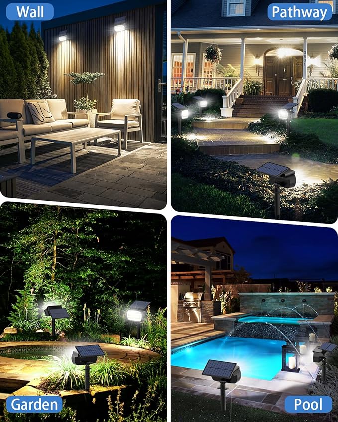 Fabrito Solar Spot Lights Outdoor 136 LEDs, Big Brighter Lighting Solar Lights Outdoor, 6 Pack IP65 Waterproof Landscape Spotlights Auto On/Off for Yard, Garden, Pathway, Plants,Tree (Cool White)