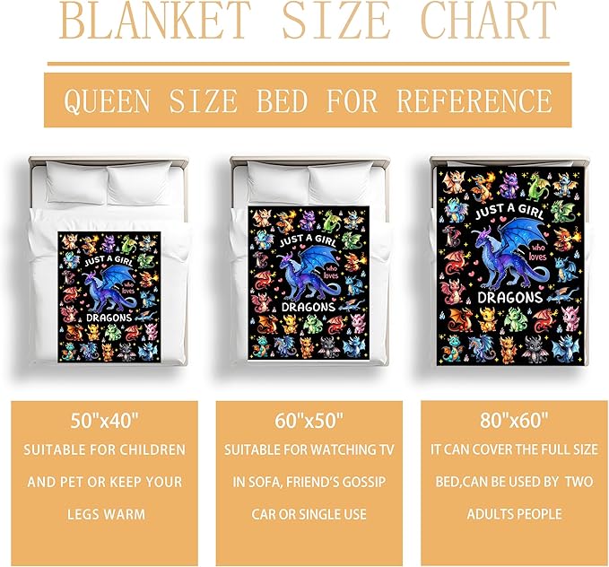 Dragon Blanket Ultra Soft Flannel Dragon Throw Blanket Dragons Birthday Bedding Decor Gifts for Kids Girls Boys Adults 60" x 50"