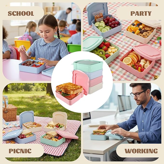 SHENLIU 12Pcs Sandwich Containers for Lunch Boxes, Reusable Sandwich Box Container for Adults, Sandwichs Holder Bread Container, BPA Free, Microwave & Dishwasher Safe, Travel, Office, Camping