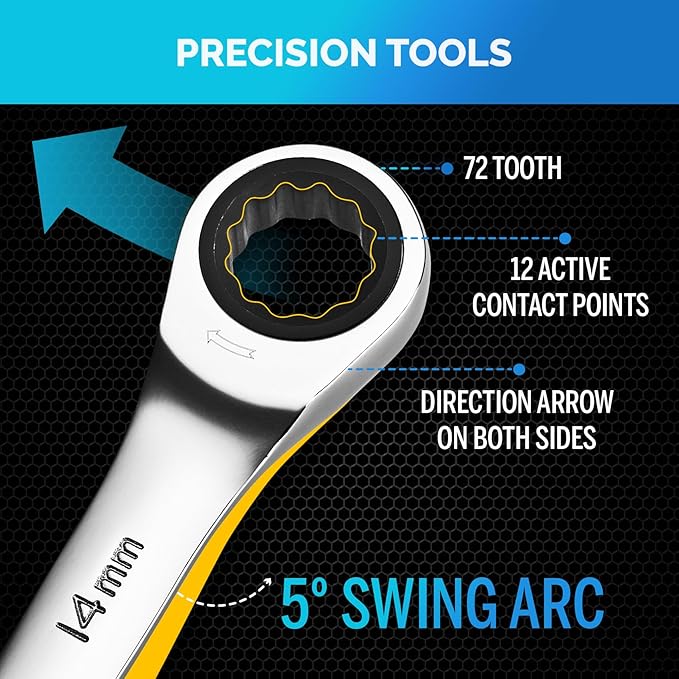 TOOLGUARDS Ratcheting Wrench Set 26pcs - Metric and Standard - With Rack Organizer - Wrenches - Combination Ratchet Wrench Set - 100% Lifetime Satisfaction Guarantee