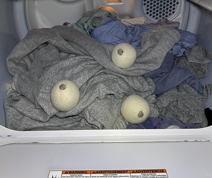 XL Wool Dryer Balls (3-Pack) with Activated Carbon – Odor Eliminating & Fragrance-Free Laundry Deodorizer, Natural Fabric Softener Alternative, Reusable Eco-Friendly Dryer Balls