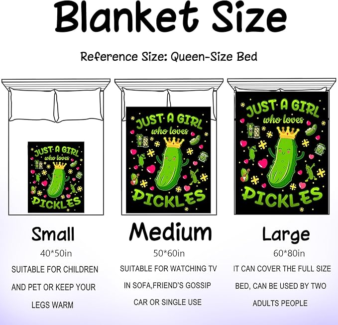 Pickle Blanket Pickle Gifts for Pickle Lovers Pickle Throw Blanket Pickle Bedding Decor Stuff Gifts for Girls Women 60"x50"