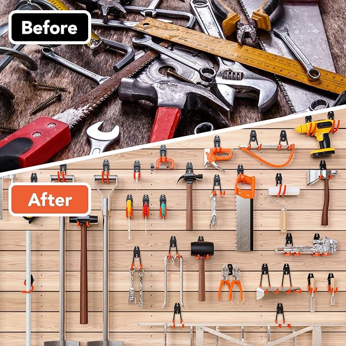 Garage Hooks with Anti-Slip Coating,Heavy Duty Wall Mount Storage Hooks for Hanging Bike,Hose,Ladder,Yard,Garden Tools (30 Pack Orange)