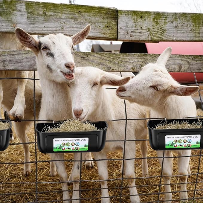 Chicken Feeder Waterer, 10 Pack Duck Feeder Supplies, Hanging Fence Feed Trough with Clips for Goat, Sheeple, Piglet, Gooses, Turkeys, Dog Livestock Poultry, Black