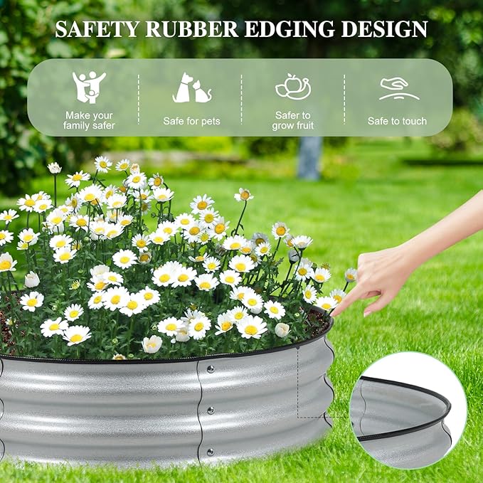 BPS Metal Raised Garden Bed, 2.5FT Diameter Galvanized Planter Raised Garden Boxes for Flower Planters, Vegetables Herb