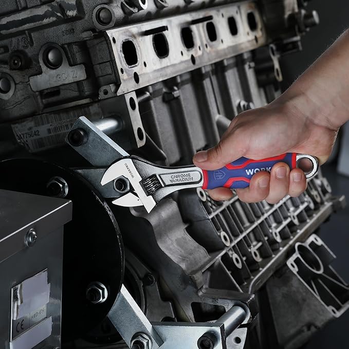 WORKPRO 3-piece Adjustable Wrench Set, Cr-V Wide Jaw Wrench With Rubber Anti-Slip Grip, 6-inch, 8-inch, 10-inch with Metric/SAE Scales, Chrome Plated