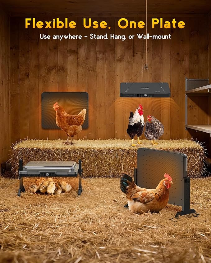 Chicken Coop Heater, Magicfly Smart 200W Chicken Heater with Adjustable Temp and 12H Timer, Chicken Heater for Coop, Reinforced Power Cord and Protective Cover, Brooder Plate for Winter