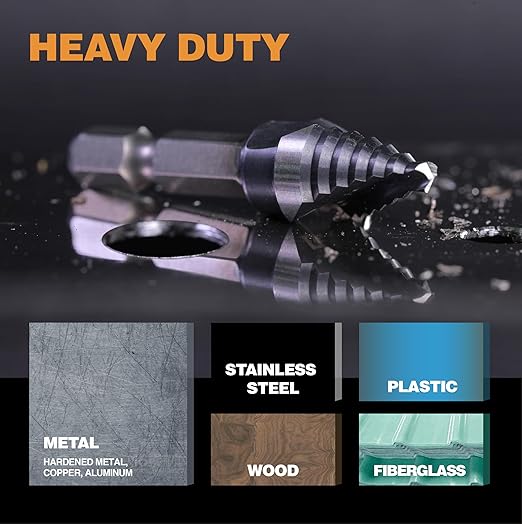 M35 HSS 7/8 Inch Step Drill Bit, Single Size Unibit with Double Spiral Flutes for Drilling Small Holes on Stainless Steel, Metal, Wood, Plastic
