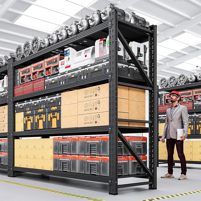 7000LBS Storage Shelves,79" W Garage Shelving Heavy Duty Metal Adjustable Garage Shelves, Shelving Units Industrial Shelving for Warehouse,79" W x 24" D x 79" H,Black