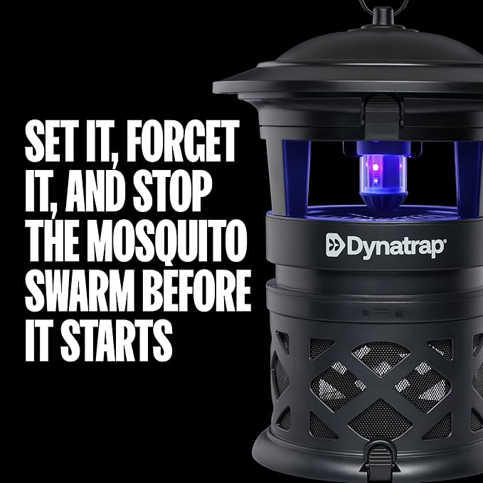 Dynatrap DT1130SR 1/2 Acre Mosquito & Flying Insect Outdoor Trap and Killer – Kills Mosquitoes, Flies, Wasps, Gnats, & Other Flying Insects - Bug Zapper Alternative – Black