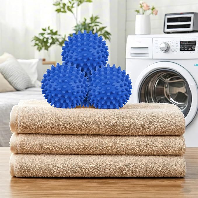 6 Pack Laundry Balls for Dryer, Dryer Balls Laundry Reusable, Dryer Ball Plastic Pellet Packs for Fabric Soften, Reduce Wrinkle and Less Static Cling- Dark Blue