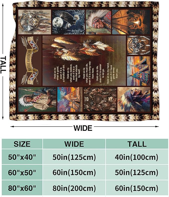 Dynova Native Blanket Cozy Plush Indian Throw Blankets Fuzzy Flannel Fleece American Gifts for Girls Boys Women Men 80"X60"