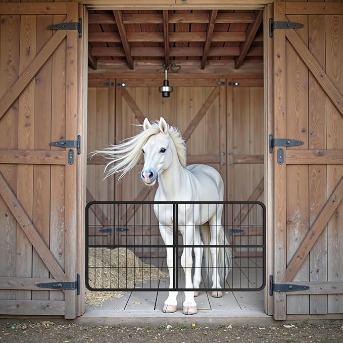Heavy Duty Horse Stall Gate, 48" Wide X 24" High Stall Guards for Horses, 1" Thick Steel Frame Horse Stall Guard, Essential Horse Stall Accessories, Fits Standard Barn Doorways