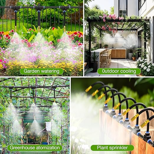 Mixc 2025-Upgrade Drip Irrigation System, No 1/4 Pipe, only 12pcs Adjustable Copper Nobbles and Quick Connectors