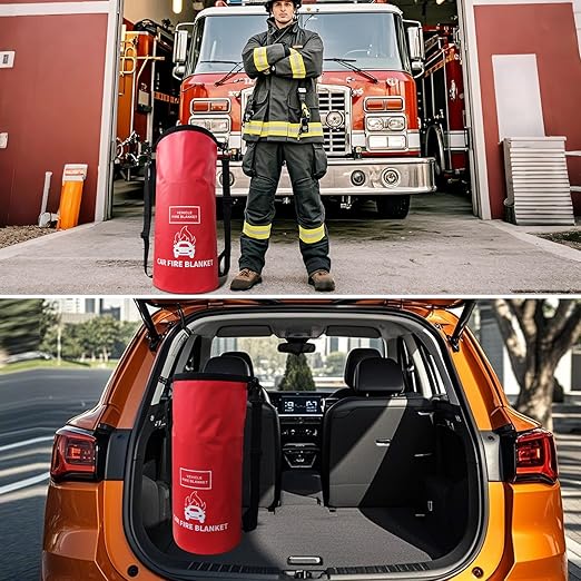 Vehicle Fire Blanket, Emergency Fire Extinguisher Blanket for Car,Survival Safety Fire Blanket for Automobiles, Motorcycles, Warehouses, House, Camping in The Wilderness (13.1x19.6ft)