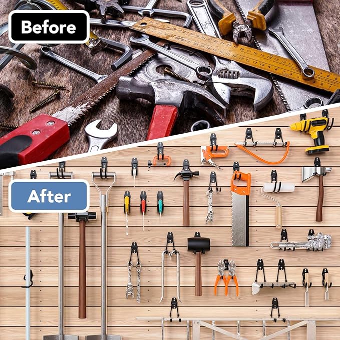 Garage Hooks with Anti-Slip Coating,Heavy Duty Wall Mount Storage Hooks for Hanging Bike,Hose,Ladder,Yard,Garden Tools (42 Pack Black)