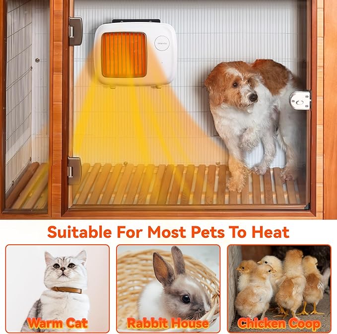 Dreyoo 600/300W Dog House Heater with Thermostat, Pet Heater with 6FT Anti Chew Cord and Safe Overheat Protection, 2 Heating Mode Pet Warmer for Dogs Chicken Coops Rabbits(White,1 Pcs)