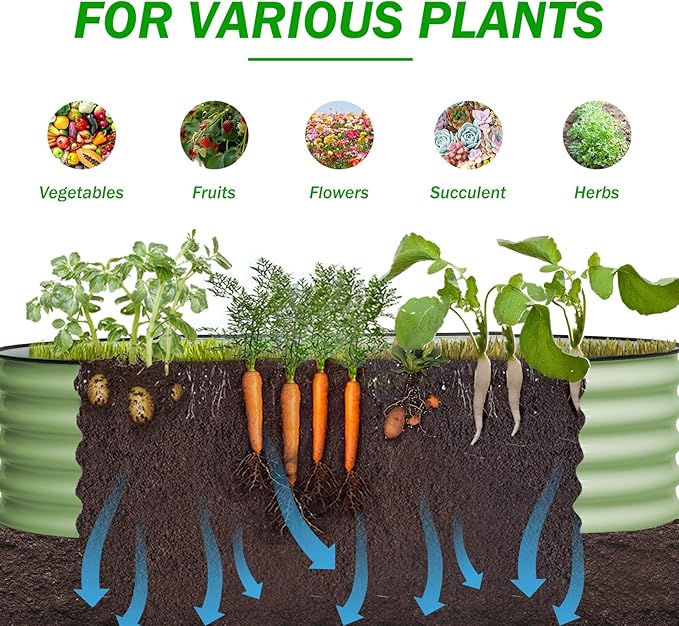 BPS 4-in-1 Metal Raised Garden Bed, 5x2 FT Galvanized Planter Raised Beds for Vegetables, Flowers 17" Extra Tall