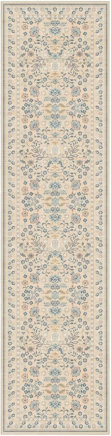Runner Rug for Hallways Kitchen: 2x8 Washable Area Rug Boho Floral Soft Long Rug - Non-Slip Low Pile Throw Indoor Carpet for Entryway Kitchen Bedroom Laundry Bathroom - Multi Color