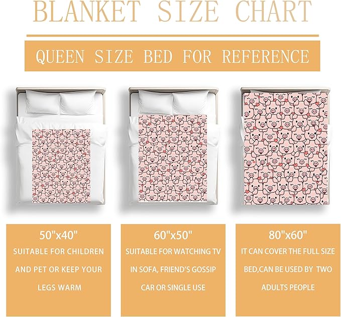 Pig Blanket Pig Gifts for Girls Women Pigs Lovers Soft Flannel Blankets Birthday Gifts Decor Stuff Cute Pink Pigs Themed Throw Blanket 50" x 40"