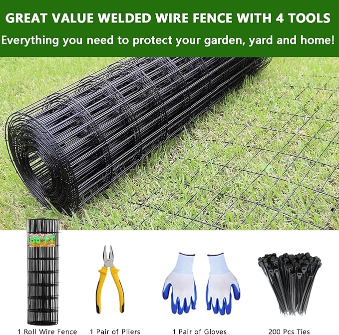 Hardware Cloth 2" x 3" 24 in x 60 ft, Welded Wire Fencing Mesh Roll, 16 Gauge Hardware Cloth, Wire Mesh Roll with Cutting Plier & Gloves for Garden, Coop & Pet Enclosures