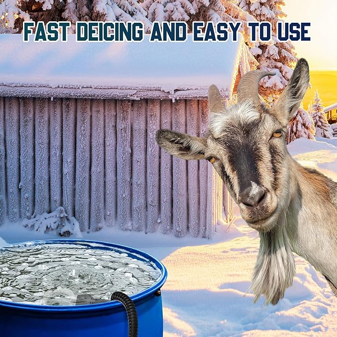 2 Pack 500 Watt Stock Tank Heater Chicken Water Heater, Cast Aluminum Submergible De-icer, Thermostatic Control Water Trough Pond for Livestock Poultry Bird Bath, Cow, Horse Drinking (500w)