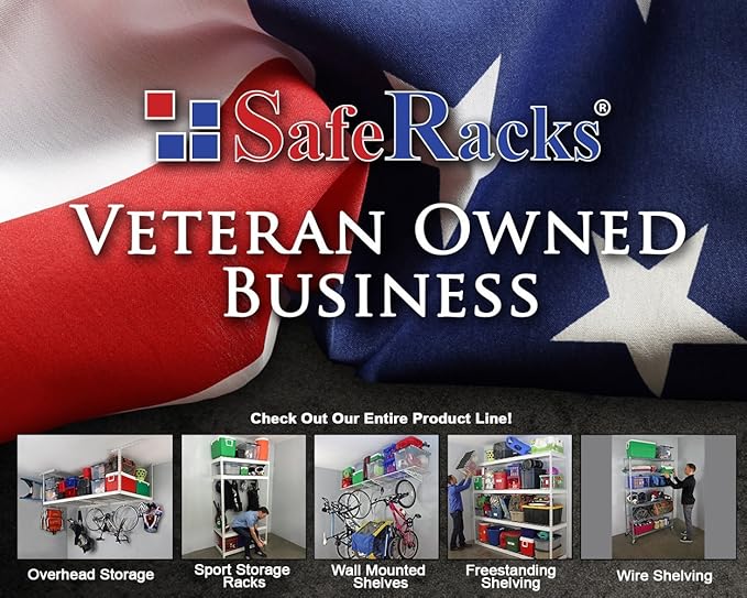 SafeRacks Garage Shelving Unit - All Steel Storage Rack That Holds 300 Pounds Per Shelf - Easy to Assemble, White (24" x 48" x 84")