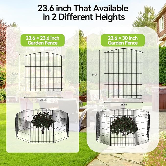 INJOPEXI Garden Fence 6 Panels 11.8ft (L)×30in (H) Decorative Garden Fences with 6 Panels Rustproof Wire No Dig Garden Fence Animal Barrier Fencing Outdoor for Backyard Patio - Without Fence Gate