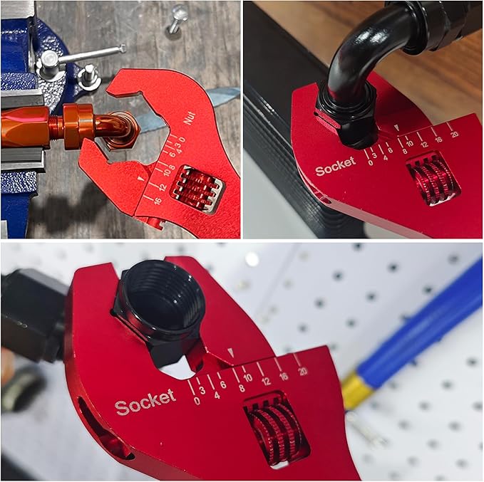 EVIL ENERGY AN Fitting Wrench, 3AN-20AN Adjustable AN Wrench Aluminum Hose Fitting Tool 6 Inch Red