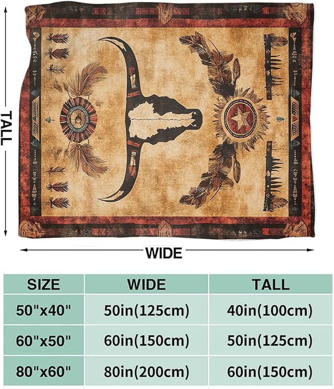 Dynova Western Blanket Cozy Plush Native Tribe Throw Blankets Fuzzy Flannel Fleece Gifts for Girls Boys Women Men 80"X60"