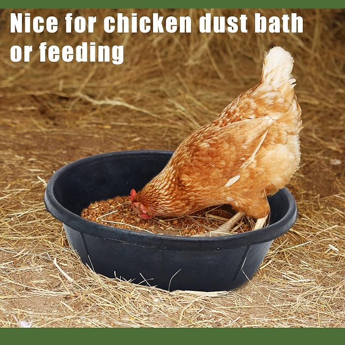Sadnyy 5 Pcs 8 Quart Rubber Feeder Pan Utility Horse Feed Bucket Pig Bowl for Goats Dogs Cats Chicken Dust Bath Container Animal Feeding, 14.5 x 4.5 inches/ 37 x 11.5 cm