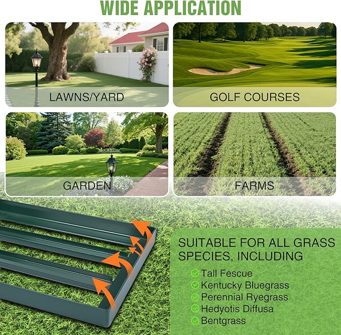 Yesker Lawn Leveling Rake 30 Inch for Soil Yard Leveling Rake with 30"x10" Ground Plate 72" Steel Handle Effort-Saving Heavy Duty Ground Leveler Tool for Backyard Garden Farm Golf Course Landscaping