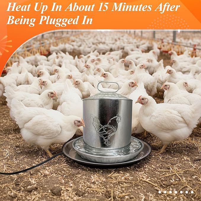 2 PCS Chicken Water Heater for Winter 110V 38W Poultry Drinker Heater Base Surface Temperature can Reach About 140 Fahrenheit Degree Chicken Waterer Electric Deicer Heated Base (10.8 Inch, Black)