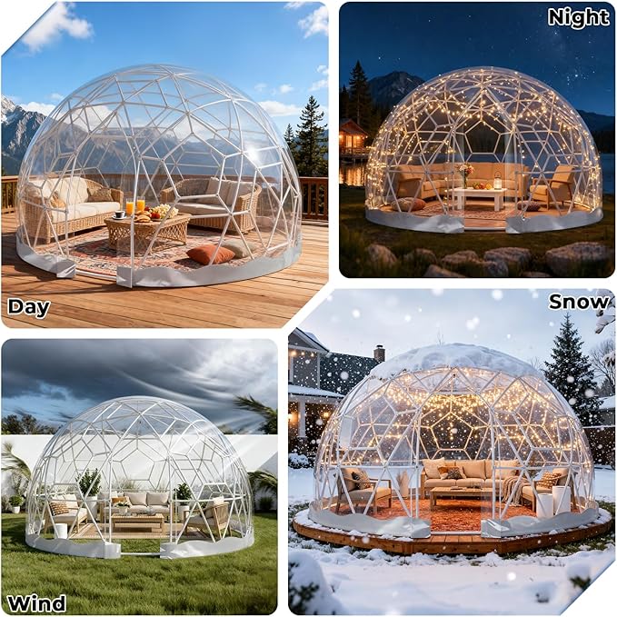12 x 7.2 FT Garden Dome Tent, Outdoor TPU Greenhouse for 4-8 Person, Greenhouse Garden Tent with Window, Waterproof Clear Dome Tent Suitable for Camping, Party, Wedding, Christmas