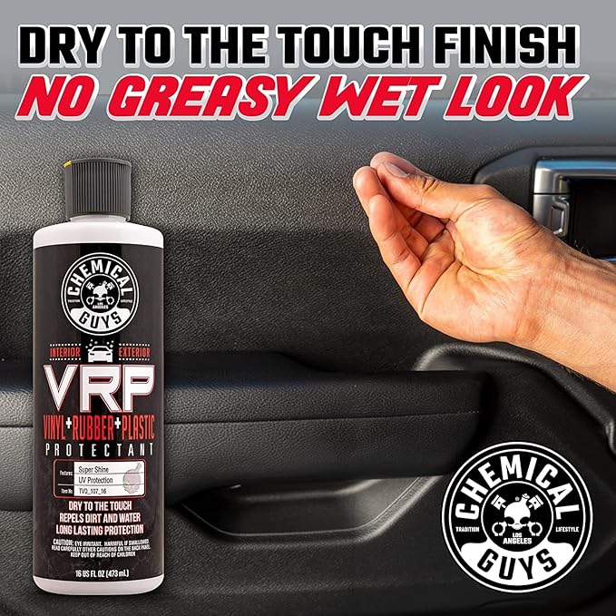 Chemical Guys VRP Protectant & WonderWave Applicator Kit - 16 oz Vinyl, Rubber, and Plastic Dressing with 2 Foam Applicators - Restores Your Car's Interior & Exterior Surfaces