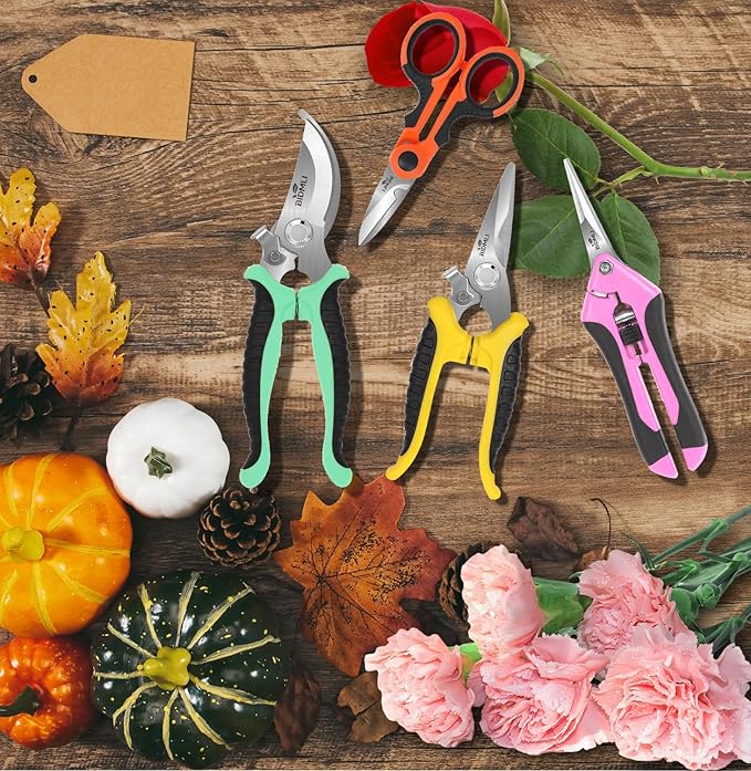 4-Pack Multifunctional Garden Scissors Set-Stainless Steel Pruning &Floral Shears with One-Piece Handle Blades for Tree Pruning, Flower Trimming, and Fruit Picking Tasks at Home&Garden Tool.