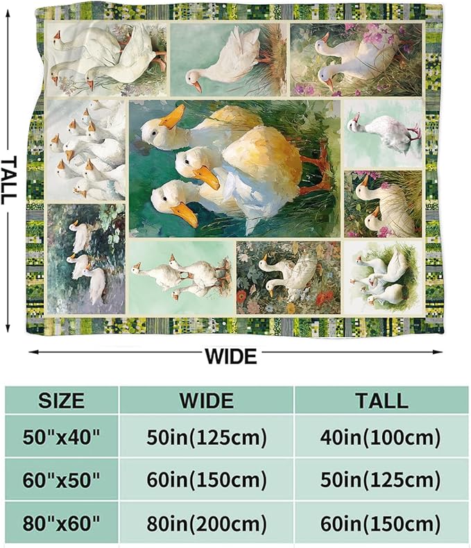 Dynova Duck Blanket Cozy Plush Funny Ducks Throw Blankets Fuzzy Flannel Fleece Animal Decor Gifts for Girls Boys Women Men 80"X60"