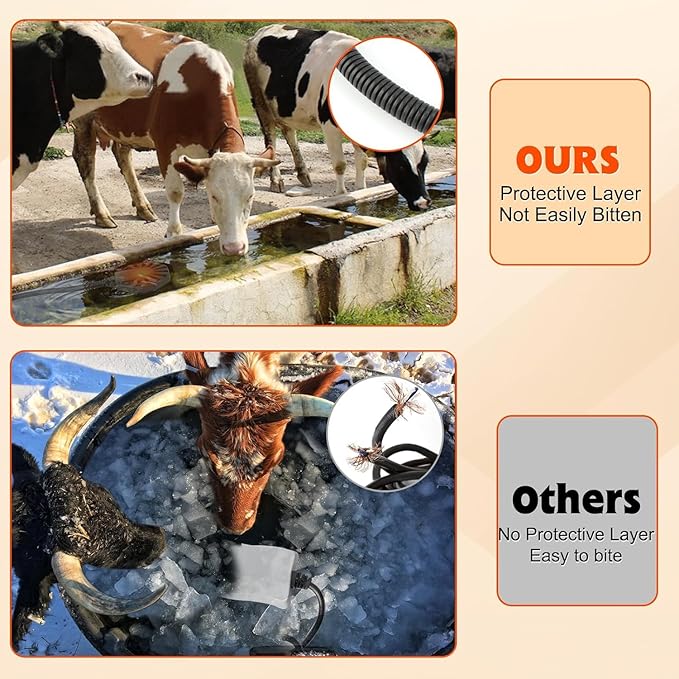 800W Horse Water Heater Aluminum Cast, Thermostatic Control Farm De-Icer, Utility Pond De-icer for Livestock Poultry Birds Horses Cows Wildlife Drinking for Winter