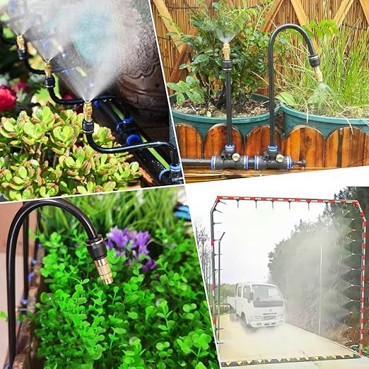 98FT Drip Irrigation Kits with Quick Connector,Automatic Irrigation System with Replaceable 360-degree Bending Dropper,atomizing Copper Nozzle for Watering System for Garden Plant Lawn Patio.