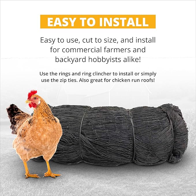 Stromberg's 1" Knotted Netting, Game Bird Netting, Heavy Duty, Chicken Coops, Gardening, UV-Resistant, 85 lb. Break Strength, 25'x100'