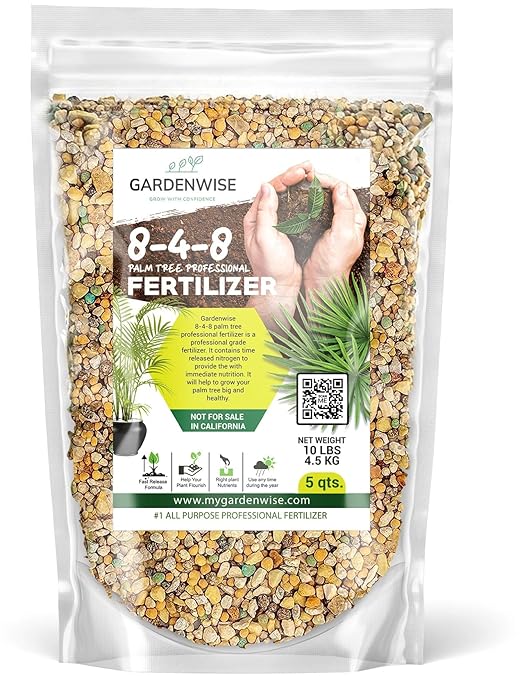 8-4-8 Professional Palm Tree Fertilizer Plant Food; for Indoor Potted Plants and Outdoor Landscape Palm Trees; Quick-Release Nitrogen Fertilizer and Continuous Feeding (10 QUARTS)