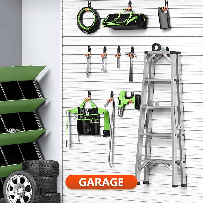 Garage Hooks with Anti-Slip Coating,Heavy Duty Wall Mount Storage Hooks for Hanging Bike,Hose,Ladder,Yard,Garden Tools (8 Pack Orange 4.7x2.6 inch)