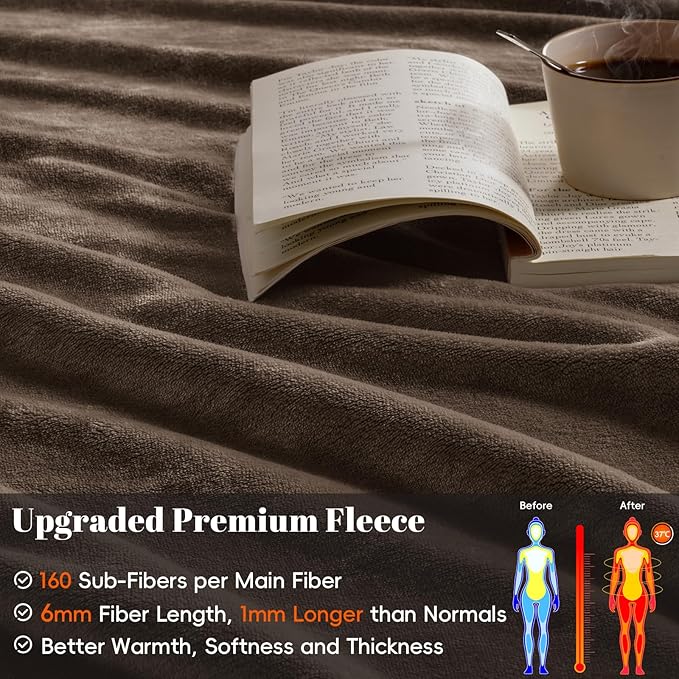 PHF Oversized King Fleece Blanket 120"x120", No Shed No Pilling Big Soft Blanket, Extra Large 10'x 10' Lightweight for Bed, Sofa Travel and Camping, Suitable for All Season, Cocoa Brown