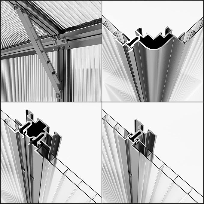 Greenhouse Saphir 6 Aluminum Frame 8.5 x 12.6 ft with Approx. 8 mm Polycarbonate Panels