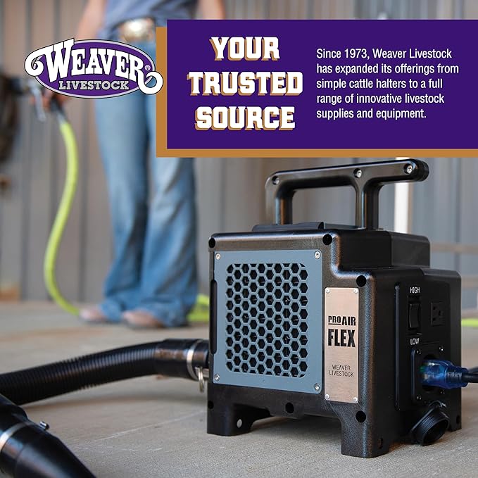 Weaver Livestock ProAir Flex Livestock Blower with Handle, Fast Drying Electric Blower, Lightweight Portable Coat Dryer for Cows, Sheep, Goats (Black)