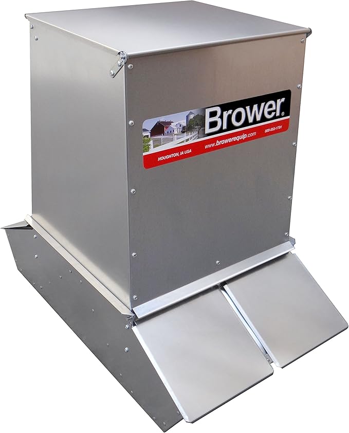 Brower 4 Door Galvanized Steel Alloy 7 Bushel Hog Feeder for Livestock with Free Acting 16 Gauge Doors for Feeding Up to 20 Grown Hogs