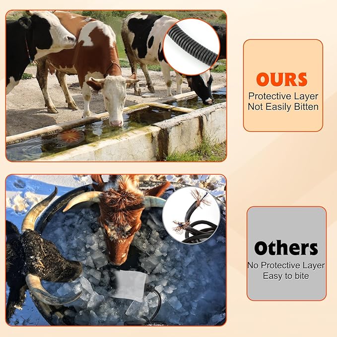 500W Horse Water Heater Aluminum Cast, Thermostatic Control Farm De-Icer, Utility Pond De-icer for Livestock Poultry Birds Horses Cows Wildlife Drinking for Winter