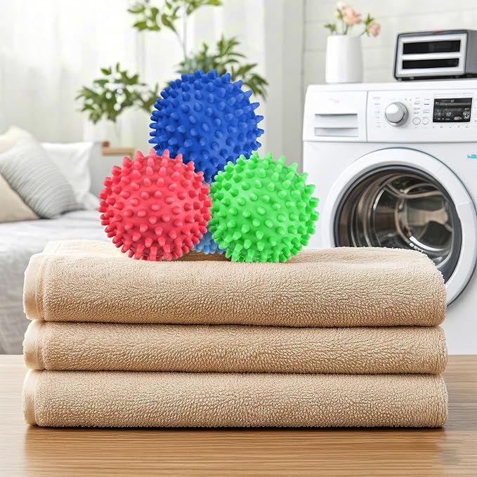 6 Pack Laundry Balls for Dryer, Dryer Balls Laundry Reusable, Dryer Ball Plastic Pellet Packs for Fabric Soften, Reduce Wrinkle and Less Static Cling-Mix